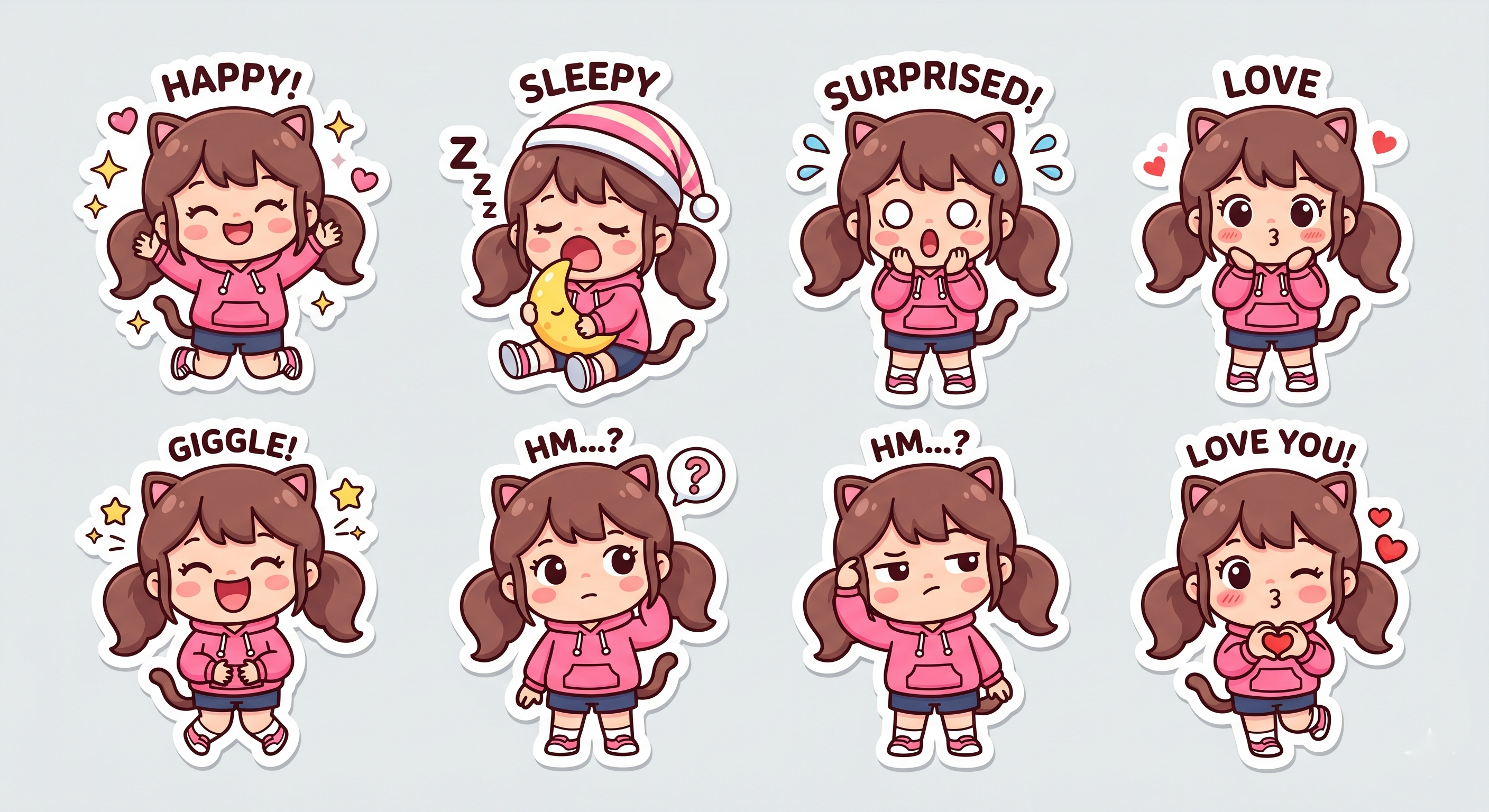 Example image for the prompt: Chibi sticker pack