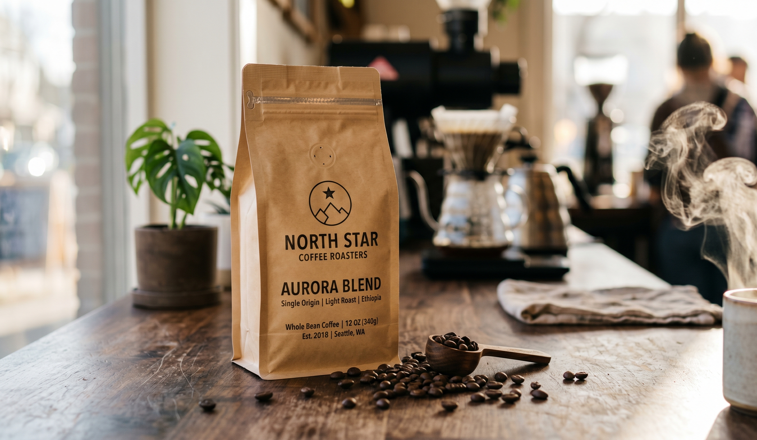 Example image for the prompt: Coffee bag packaging mockup